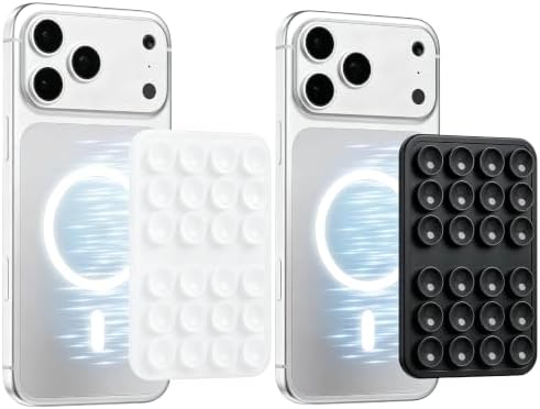 (2 Pack) Magnetic Suction Sticky Phone Grip for Magsafe, Clear & Black by Bethebestbrandyoucantrust