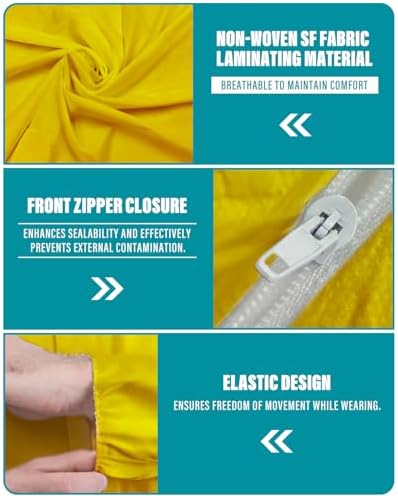 Hazmat Suit Disposable Coverall | Full Body Painters Suit in 7 Sizes with Multiple Specifications for Men & Women - 3X-Large, Yellow, 1 - Image 2