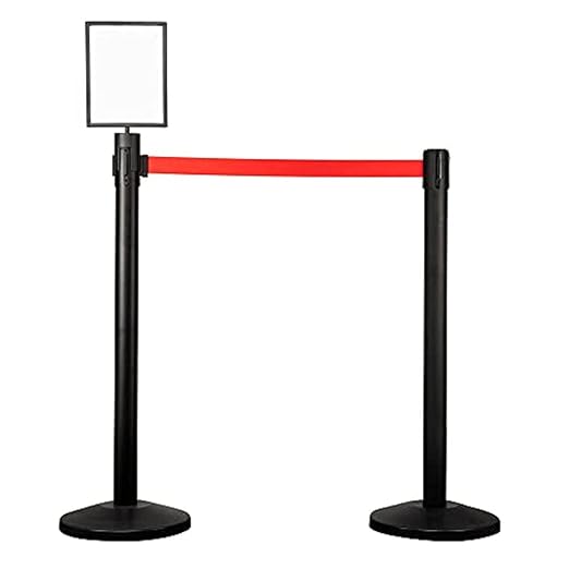 Qbuster Black Stanchions with Retractable Belt, Crowd Control Safety Barrier by Qbuster