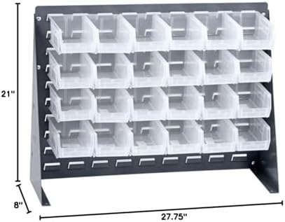 Quantum Storage Systems QBR-2721-220-24CL Ultra Bin Complete Bench Rack Package with 24 Ultra Bins, 27" x 8" x 21" , Clear - Image 2