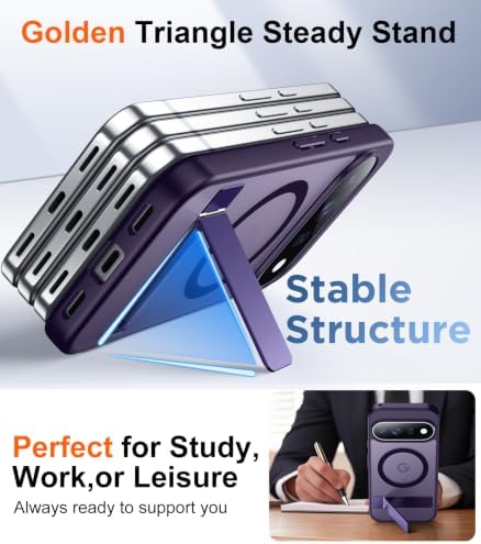 Temdan Designed for Google Pixel 11 Case 2026, [Built-in Invisible Kickstand][Compatible with MagSafe][Military Grade Shockproof] Slim Translucent Matte Phone Case-Purple - Image 4
