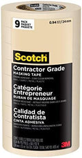 Scotch Contractor Grade Masking Tape, 0.94 inches by 60.1 Yards (540 Yards Total), 2020, 9 Rolls by ScotchBrand