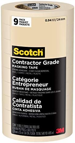 Scotch Contractor Grade Masking Tape, 0.94 inches by 60.1 Yards (540 Yards Total), 2020, 9 Rolls by ScotchBrand