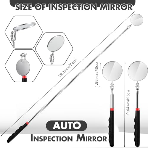 Copkim Telescoping Inspection Mirror for Mechanics,Black,50mm Round - Image 2