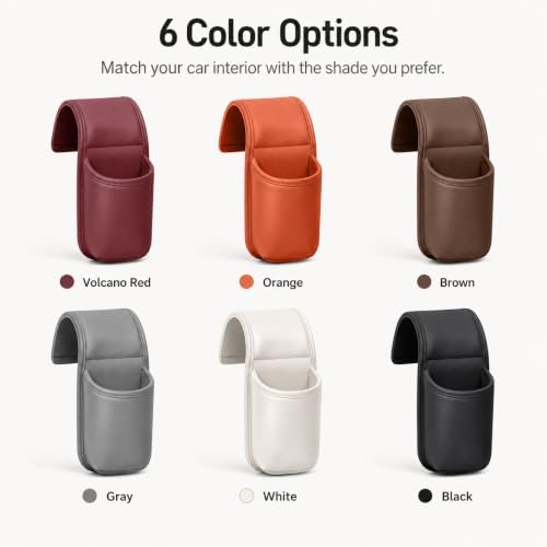 Leather Car Door Cup Holder Clip on Extra Large Drink Storage Pocket，White - Image 7
