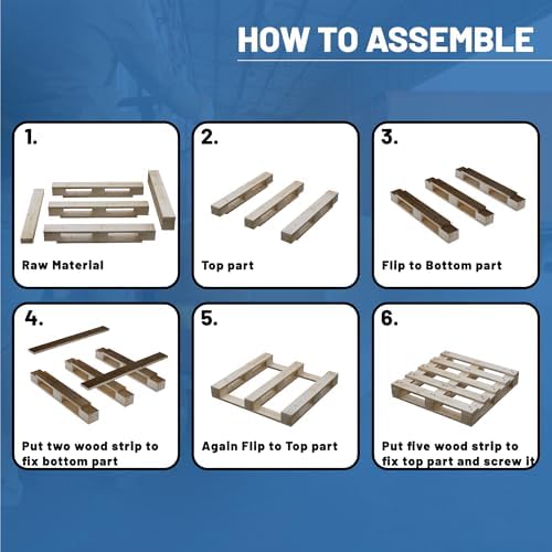 Greaton, 40x20x5 Wooden Pallet Kit, Heavy-Duty Industrial Grade Pinewood, Unassembled Flat-Pack, Stackable & Reusable, Lightweight Floor Pallet, Warehouse, Supermarket & Indoor Storage, 2-Pack - Image 6