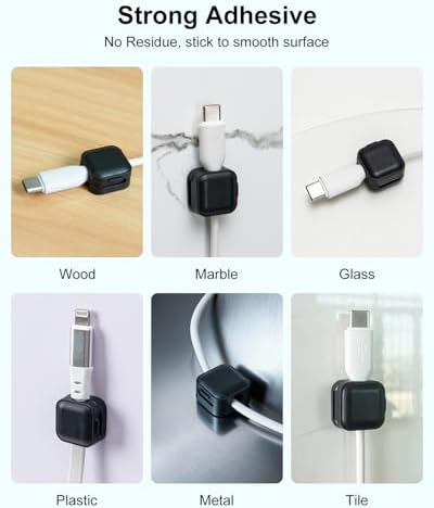 Art3d 8-Pack Black Magnetic Cable Clips, Cord Organizer, Cable Management - Image 4