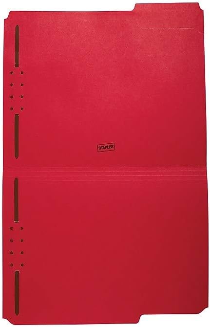 Staples Colored Reinforced Tab Fastener Folders Letter Size Red 50/Box - Image 3