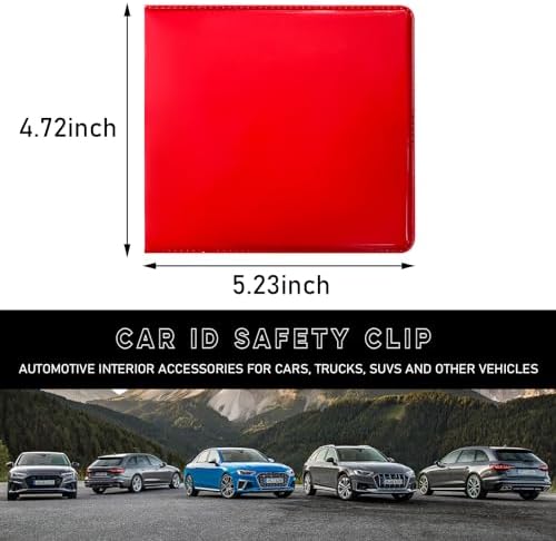 Ziciner Car Registration and Insurance Holder, 5.2"× 4.7" Premium Auto Glove Box Organizer with Closure, Essential Vehicle Document Holder for Card, Driver License (Red) - Image 2