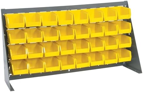 Quantum Storage Systems QBR-3619-210-32YL Ultra Bin Complete Bench Rack Package with 32 Ultra Bins, 36" x 8" x 19" , Yellow by QuantumStorageSystems