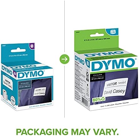 DYMO Authentic LW Name Badge Labels, For LabelWriter Printers, White, 2-1/4" x 4", 1 Roll of 250 - Image 2