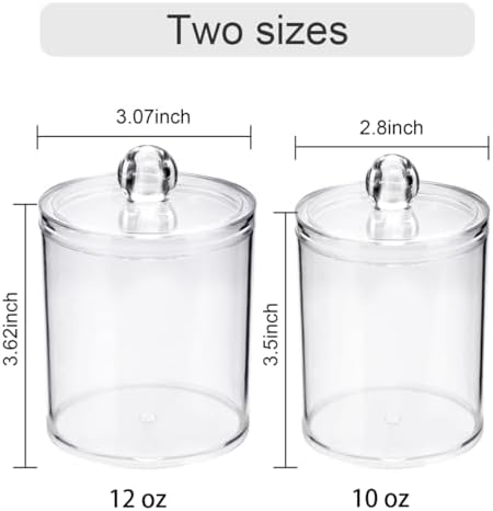 WEISHI 6 Pack Qtip Holder Dispenser -Cotton Ball, Swab, Round Pads, Floss , Small Clear Plastic Apothecary Jar Containers with Lids for Bathroom Storage and Organization, Vanity Organizer - Image 2