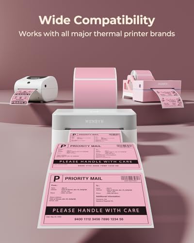 MUNBYN 4x3 Thermal Labels, 500 Sheets/1 Roll, Pink - Image 3