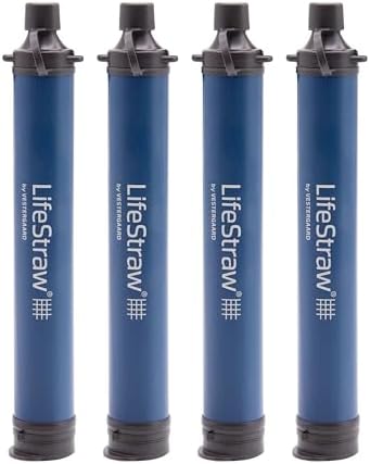 LifeStraw Personal Water Filter for Hiking, Travel and Emergency, Navy, 4 PK by Unknown