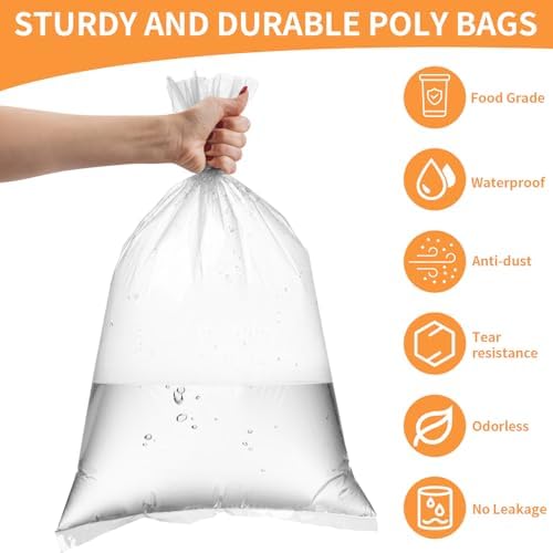 Plastic Flat Open Poly Bags, 30 Count 18 x 24 inch Clear Plastic Bags - Image 3