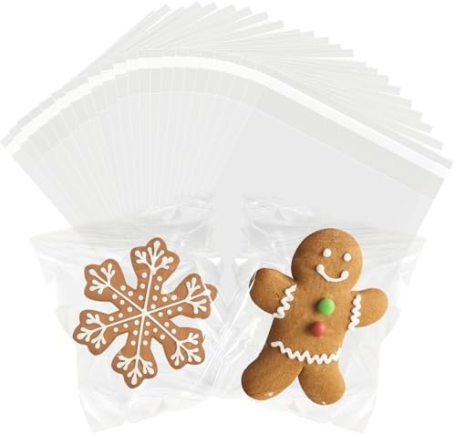 WIKDAY 200PCS Cookie Bags 4x6 Inches Clear Self Sealing Cellophane Bags by WIKDAY