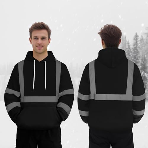 TCCFCCT Construction Jacket for Men and Women - Class 3 High Visibility Reflective Hoodie, Hi Vis Safety for Surveyors, Durable, Meets ANSI - WT-Black 5XL - Image 5