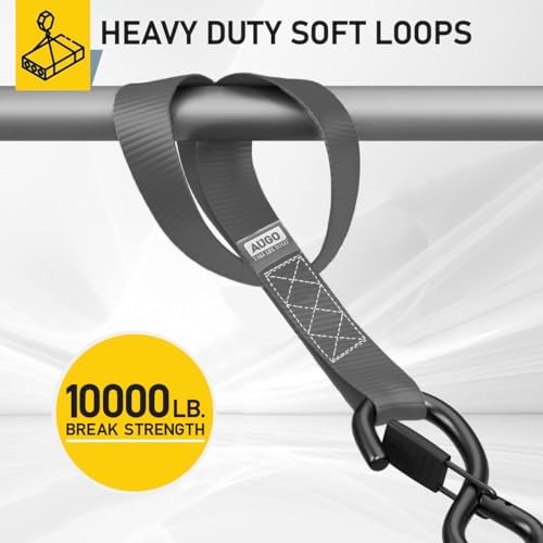 AUGO Heavy Duty Soft Loops –Pack of 6-1.5” x 17” Tie Down Anchor Straps for Use w/Ratchet Strap Hooks – 3000Lb Load Capacity & 10,000Lb Break Strength – Great for Motorcycle, Bike, Roof Rack, Etc. - Image 2