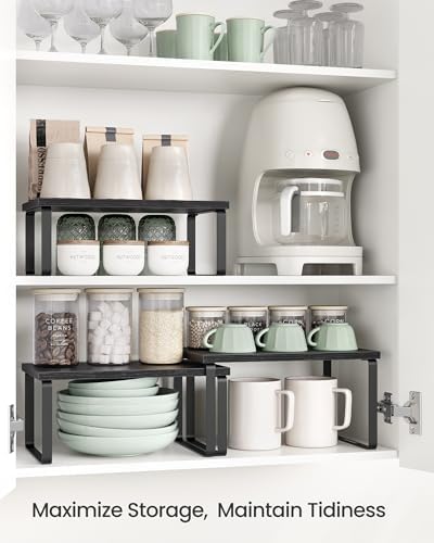 SONGMICS Cabinet Organizer Shelf, Set of 3 Spice Rack, Kitchen Storage - Image 3