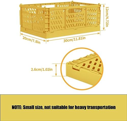 2 Pack Stackable Storage Crates, Plastic Foldable Baskets Small Golden - Image 2