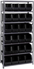 Quantum Storage Systems QSBU-265BK Giant Open Hopper Steel Shelving System, 18" D x 36" W x 75" H, with 7 Shelves and 24 QUS265 Bins, Black by QuantumStorageSystems