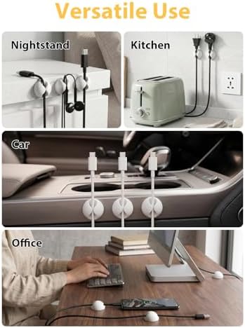 Shintop 6pcs Cord Holder, Self-Adhesive Cable Clips for Phone Chargers - Image 6