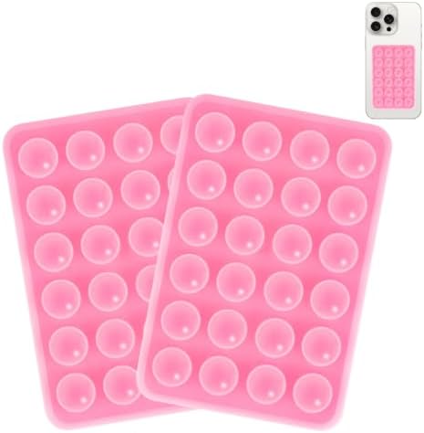 Giumel 2PCS Silicone Suction Phone Case Mount,Non Slip Suction Cup, Hands-Free Phone Accessories Holder for Selfies and Videos,Silicone Adhesive Stand Sticky for Cell Phone Pink by Giumel
