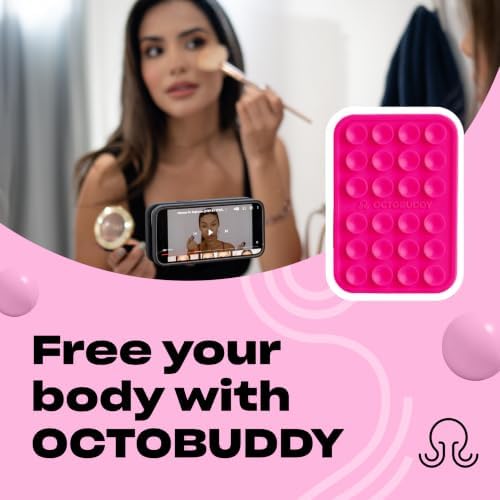 OCTOBUDDY Classic - Silicone Suction Phone Case Adhesive Mount, Hot Pink - Image 3