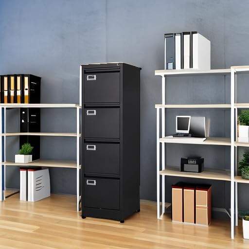 4 Drawer File Cabinet with Lock Metal Vertical File Cabinet Office Home - Image 6
