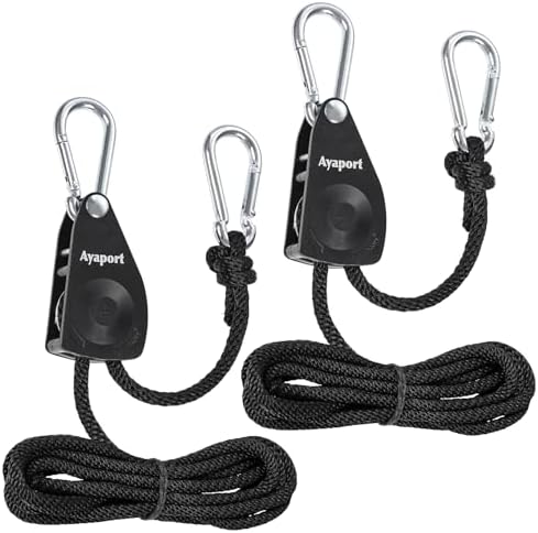 Ayaport Adjustable Rope Tie Down, 1/4" Grow Light Hanger, 2 Pack by Ayaport