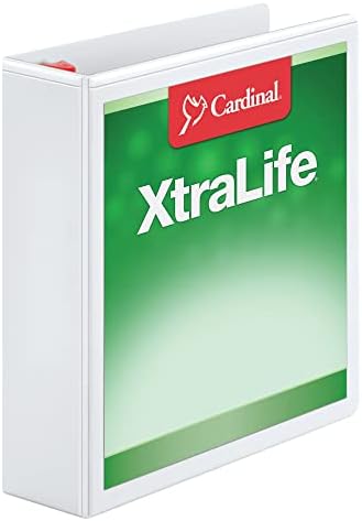 Cardinal 3 Ring Binder, 2 Inch Heavy Duty XtraLife Binder, Locking Slant-D Rings, Crack-Resistant Cover & Spine, ClearVue Covers, Holds 540 Sheets, PVC-Free, White (26320) by Office+Depot%C2%AE+