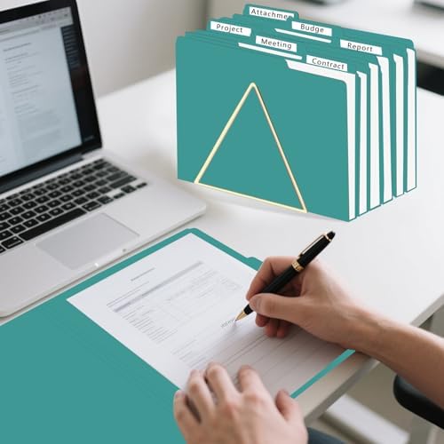 File Folder, HERKKA 30 Pack 1/3 Cut Tab File Folders, File Folders Great for Organizing and Filing, Letter Size, Turquoise - Image 6