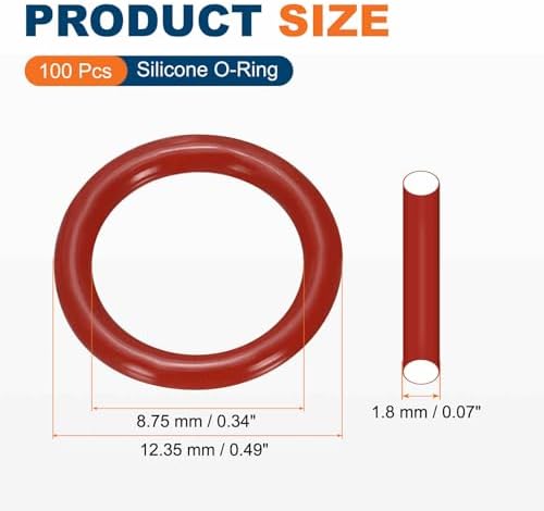 100pcs Silicone O-Ring 12.35x8.75x1.8mm Metric Sealing Gasket - Image 2