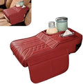 Car Center Console Cover, Waterproof Leather Multifunctional Armrest Booster Pillow with 2 Storage Bags Cup Holder, Tissue Box Slot, Universal for Most Cars with a Pack of Tissues (Red) by Unknown