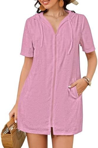Bsubseach Terry Cloth Swim Cover Up Women Zipper Swimsuit Beach Robes by Bsubseach