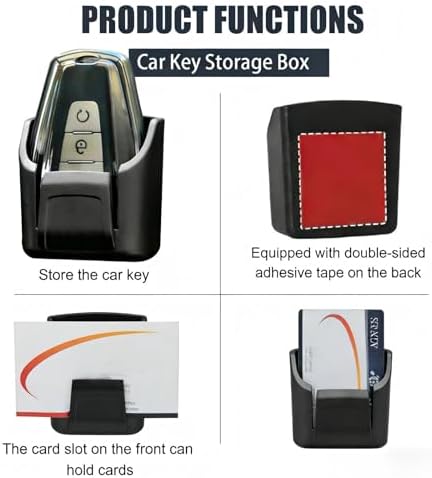 Car Key Fob Holder Box, Adhesive Multifunctional Dashboard Organizer Mount, Easy Access Key Remote & Garage Card Storage Box, Universal for Most Cars (Black) - Image 3