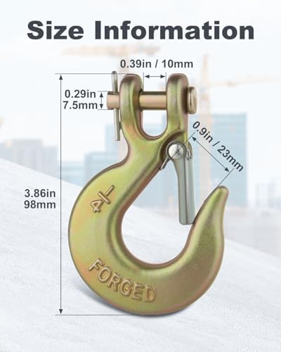 3/8" Safety Chain Hooks 10 Pack Clevis Slip Hook with Latch - Image 5
