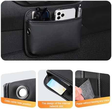 2 PCS Car Seat Side Pocket Organizer, PU Leather Mini Storage Pocket for Car Seats, Doors, Consoles, Dashboard, Vehicle Gap Filler Organizer for Phone, Keys, Sunglass, Wallet (Black) - Image 3