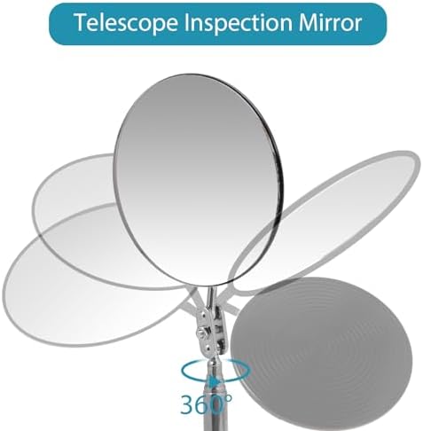 Telescoping Inspection Mirror, Circular Inspection Mirror, Flexible Inspection Mirror 360 Rotation with Extended Handle Round Inspection Mirrors for Checking Vehicle Condition(Dia-4 Inch) - Image 3