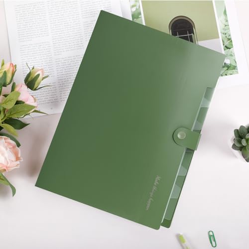 SKYDUE Expanding File Folders with 8 Pockets, Accordion File Organizer with Labels, Portable Paper Bill Receipt Organizer, Letter Size, Home School Office Supplies, Olive Green - Image 5