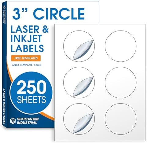 3" Round Stickers for Laser & Inkjet, Spartan Industrial Template C006 by SpartanIndustrial