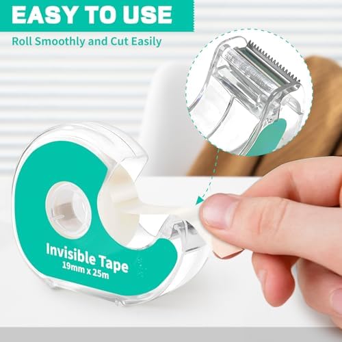 Invisible Clear Tape Bulk with Dispenser, 6 Pack Transparent Tapes Frosted Writable, Bulk Tape Rolls 7/10 X 1000 Inches School Home Office Supplies for Gift Paper Wrapping, Art Craft, Labeling - Image 3