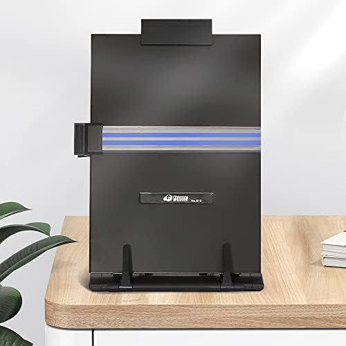 Desktop Document Holder Stand with 7 Adjustable Positions, Black Metal File Organizer Management Copyholder for Typing Speech Reading A4 Letter Music Book Tablet Office, with Paper Clip and Line Guide - Image 5