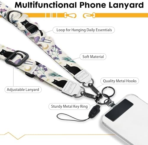 Icycay Phone Lanyard Crossbody Strap Neck Adjustable Teacher Women Cat Book - Image 3