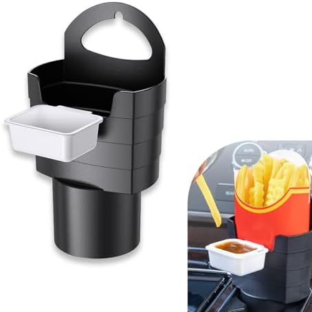 1 PC French Fry Holder, Plastic Storage Box, Waterproof Sauce Container, Center Console Organizer, Multifunctional Auto Interior Decoration, Universal for Most Cars, Trucks (Black) by Flygun