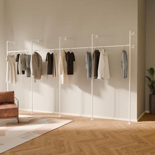 pamo White Clothing Rack Wall Mounted – 154" W × 87" H, 970 lbs by pamo