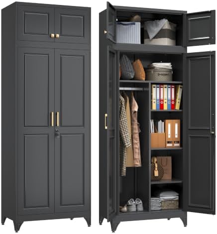 SteeLoong Armoire Wardrobe Closet,86" H Wardrobe Cabinet with Locking Doors by Steeloong