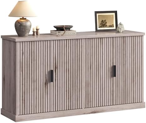 VASAGLE Contemporary Buffet Cabinet with Adjustable Shelves, Fluted Doors by VASAGLEbySONGMICSHOME