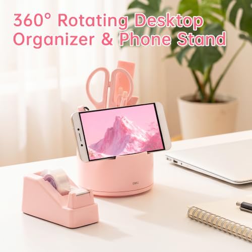 deli Pink Office Supplies Set, 14 in 1 Desk Accessories Set - Image 2