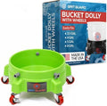 GRIT GUARD Bucket Dolly with Wheels - Rolling Detailing Wash Bucket with 5 Wheels and 2 Locking Casters Compatible with 2.5, 4, 5 and 6 Gallon Buckets (Green, 2" Red Casters) - Made in the USA by GritGuardInc